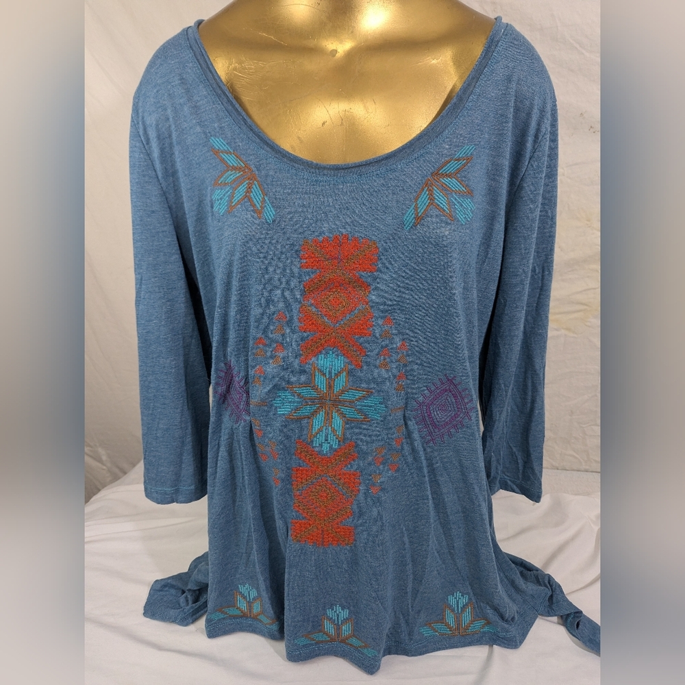 Angie NWOT Embroidered Bohemian Blue Women's Top Size Medium